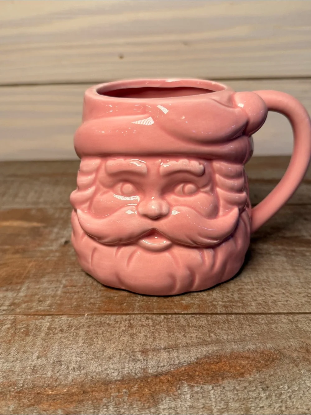 World Market Pink Santa Figural Ceramic Mug Christmas